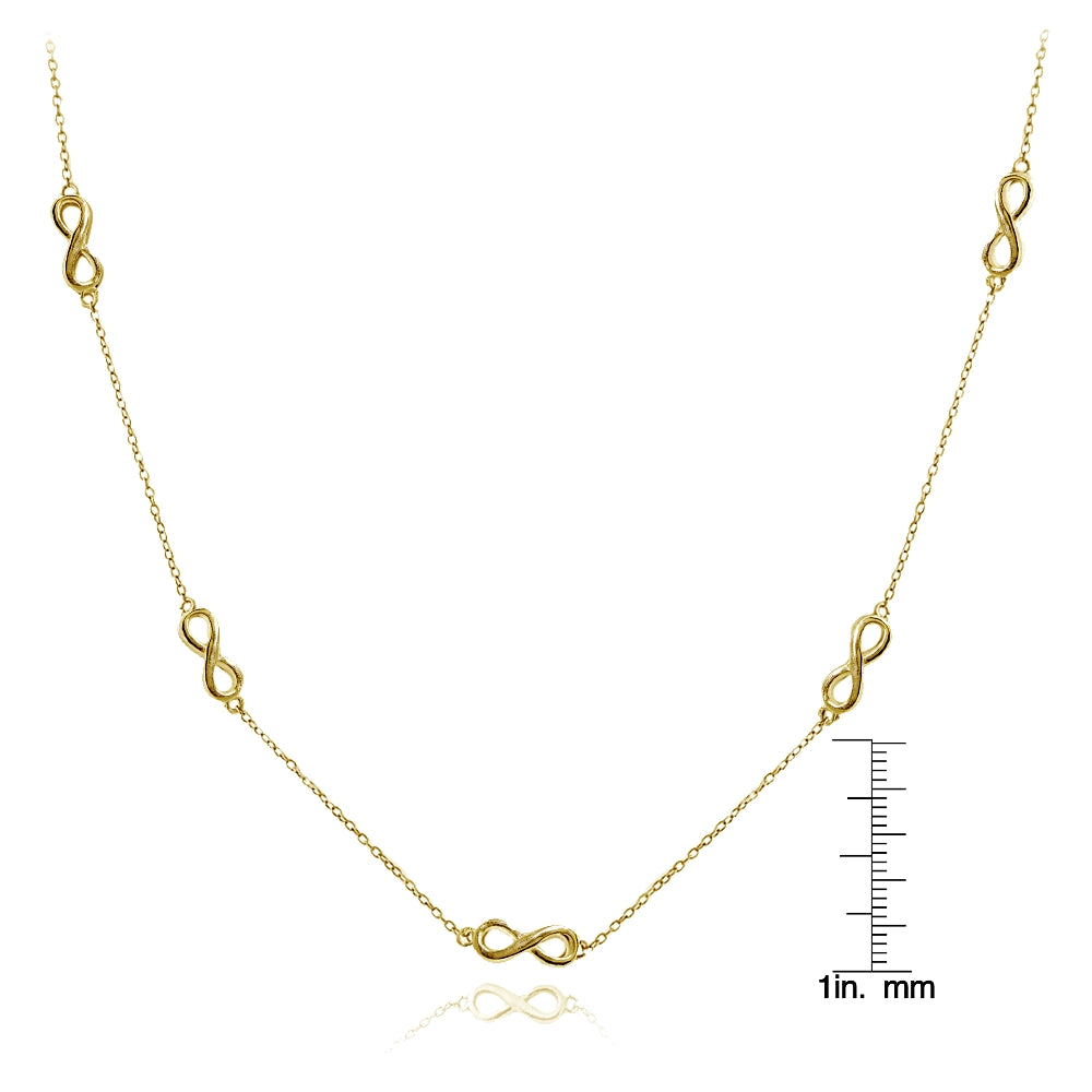 Yellow Gold Flashed Sterling Silver Polished Infinity Station Necklace, 24 inches-3