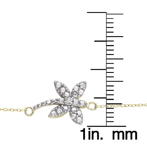 Gold Tone over Sterling Silver Diamond Accent Dragonfly Necklace-3