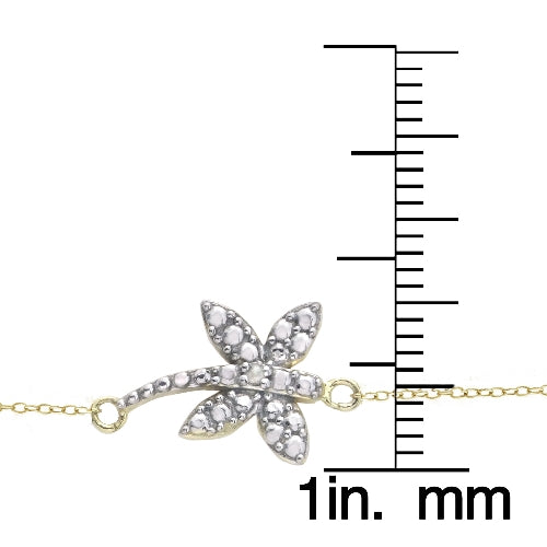 Gold Tone over Sterling Silver Diamond Accent Dragonfly Necklace