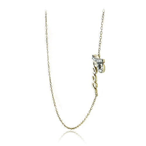 Gold Tone over Sterling Silver Diamond Accent Peace Chain Necklace-2