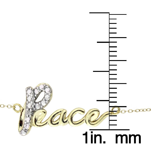 Gold Tone over Sterling Silver Diamond Accent Peace Chain Necklace-3
