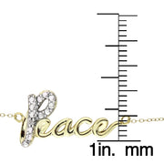 Gold Tone over Sterling Silver Diamond Accent Peace Chain Necklace