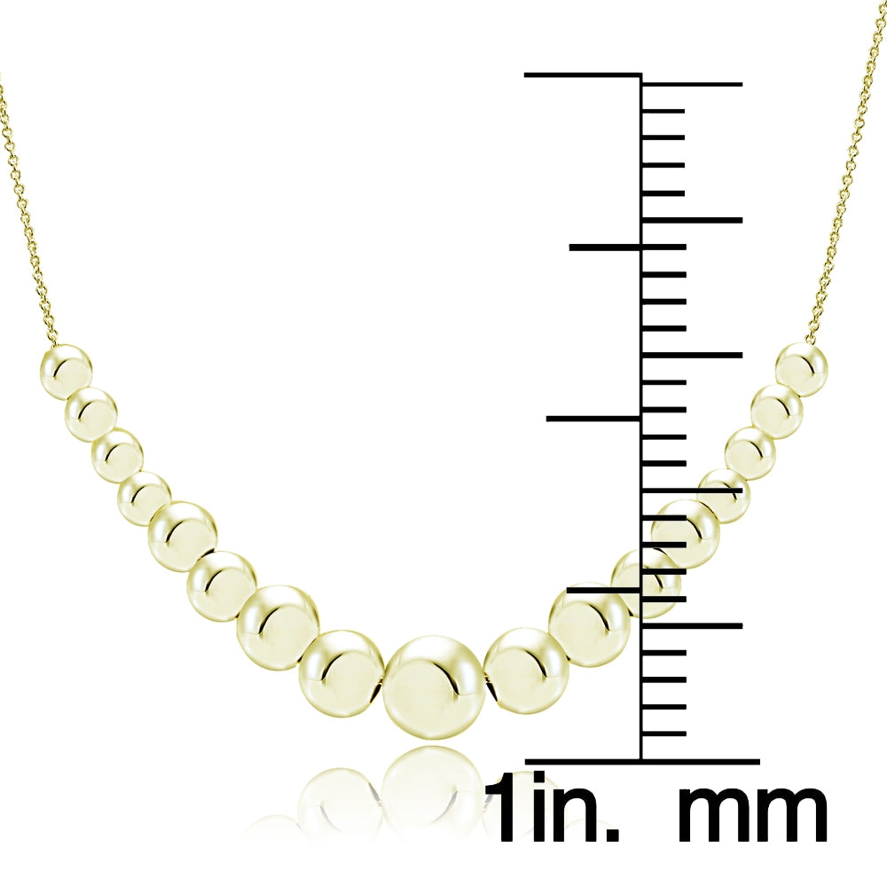 Gold Tone over Sterling Silver Graduated Polished Bead Necklace-3