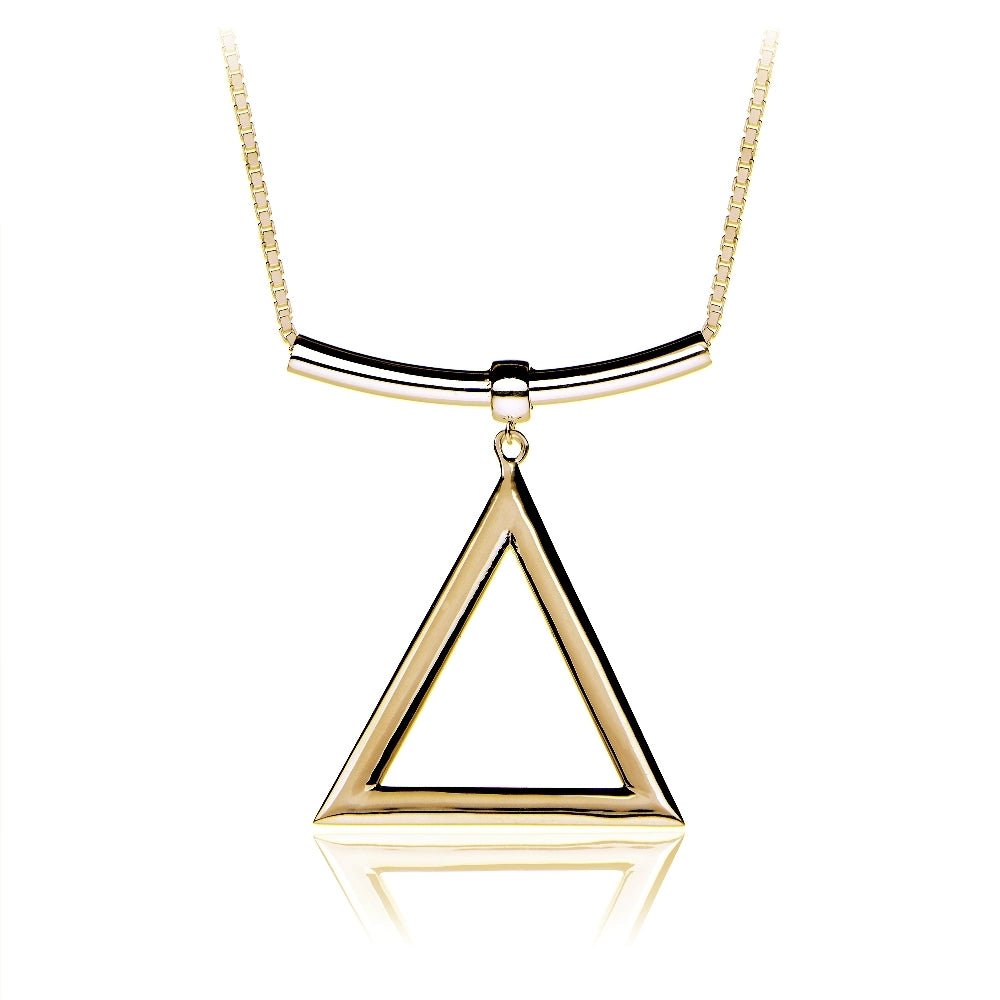 Gold Tone over Sterling Silver Triangle and Bar Adjustable Necklace 24 Inches