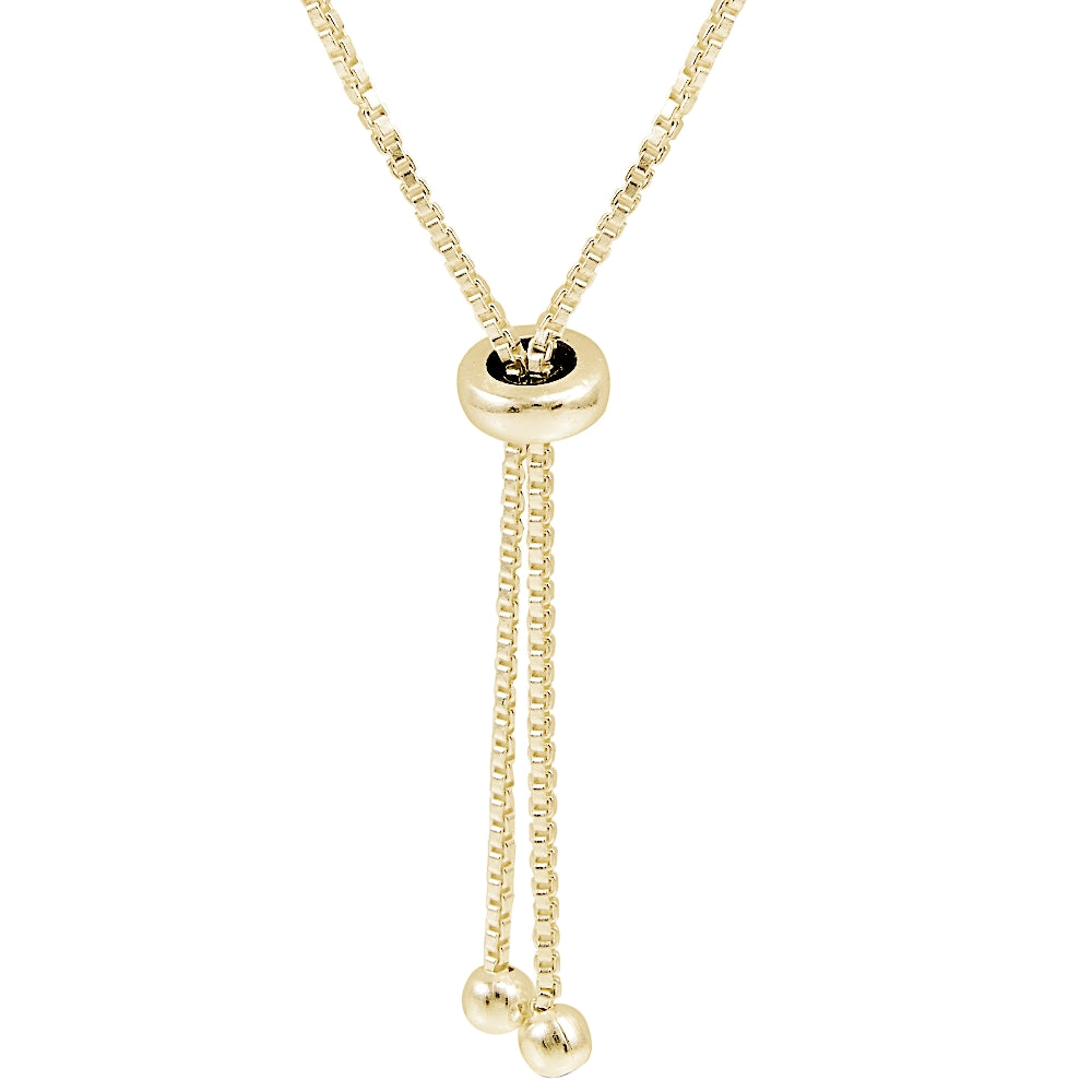 Gold Tone over Sterling Silver Triangle and Bar Adjustable Necklace 24 Inches-2