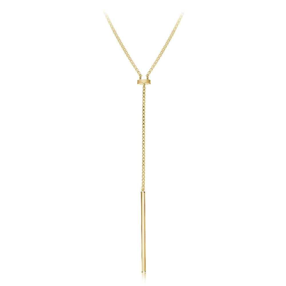 Gold Tone over Sterling Silver Y Shape Adjustable Necklace 30 Inches