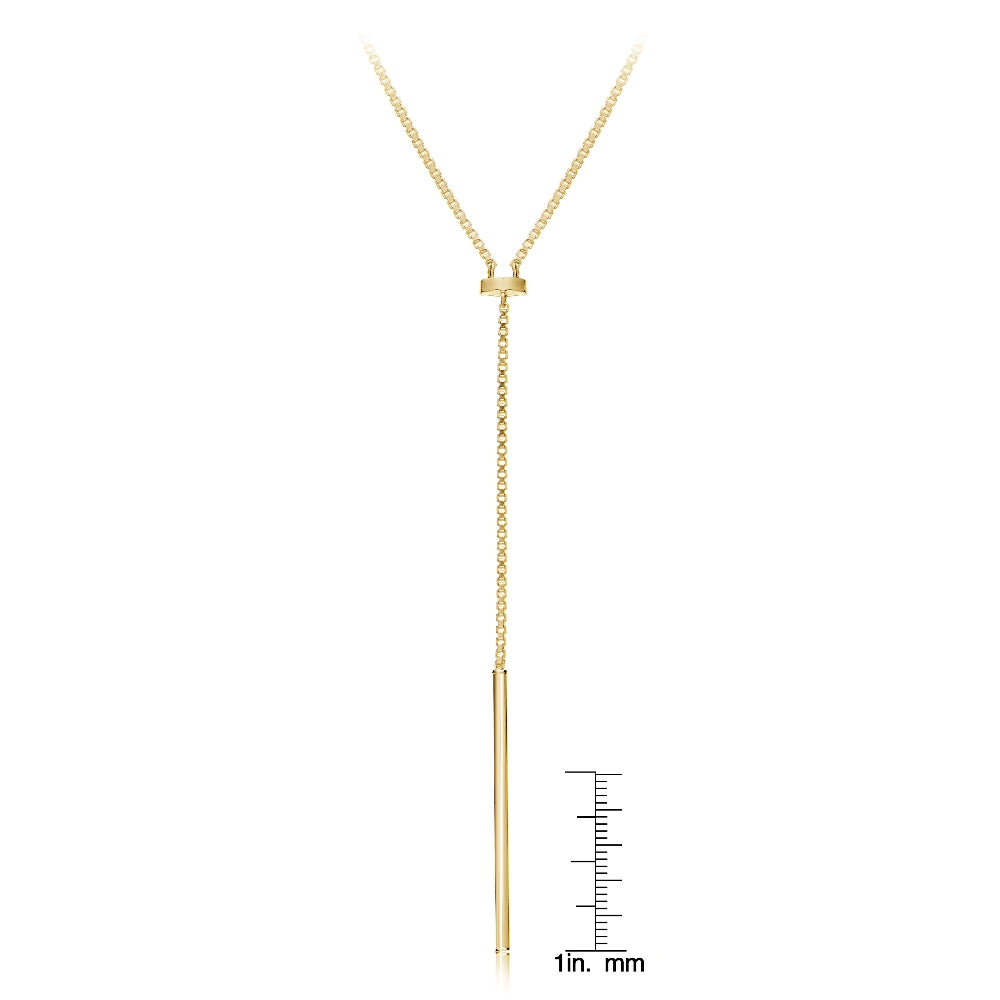 Gold Tone over Sterling Silver Y Shape Adjustable Necklace 30 Inches-3