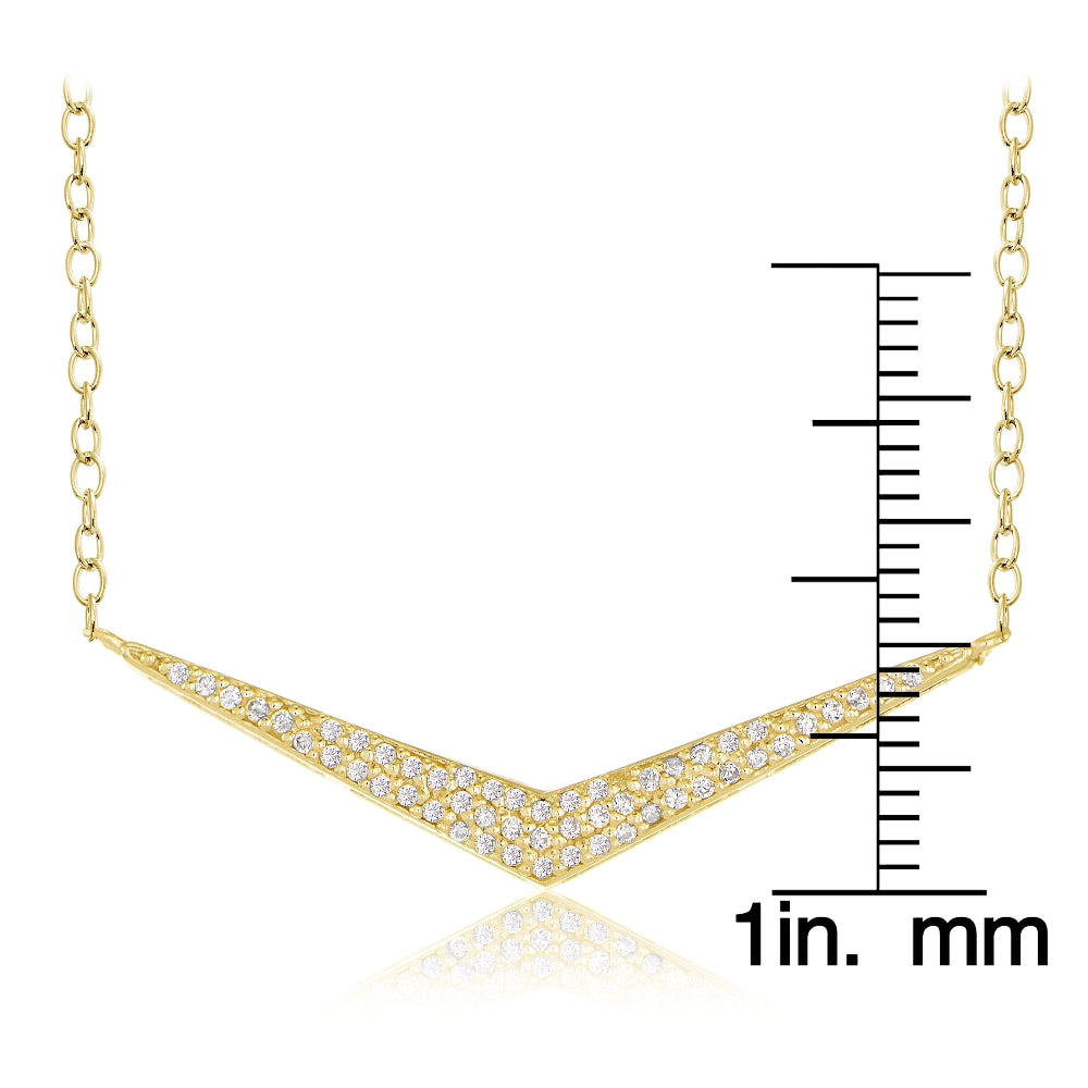 Gold Tone over Sterling Silver Cubic Zirconia V Necklace-3