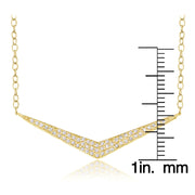 Gold Tone over Sterling Silver Cubic Zirconia V Necklace