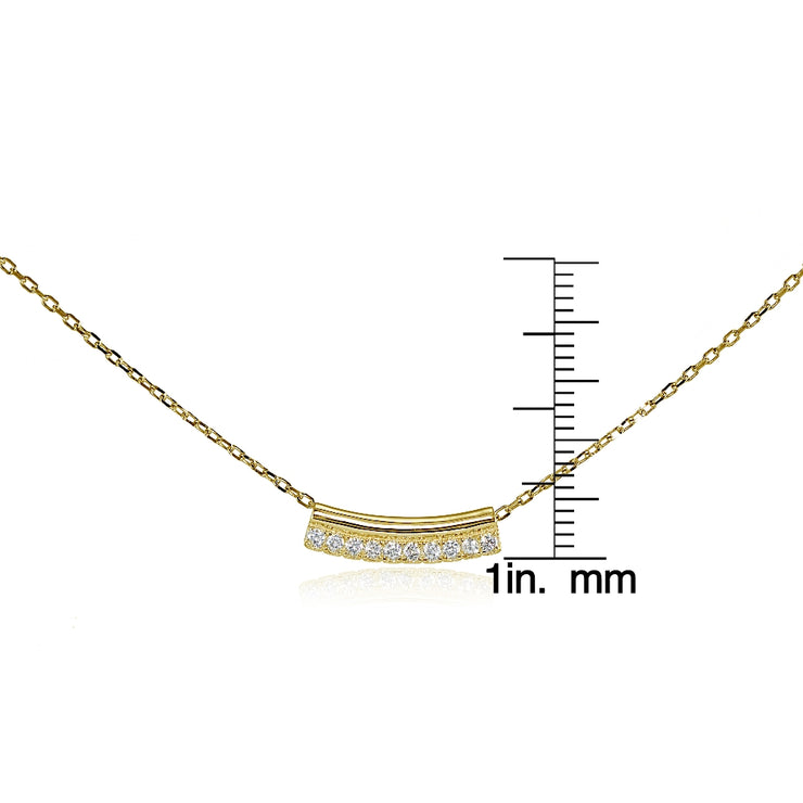 Yellow Gold Flashed Sterling Silver Cubic Zirconia Bar Choker Necklace