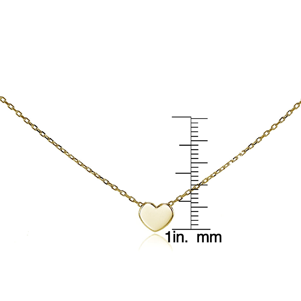 Yellow Gold Flashed Sterling Silver Polished Heart Choker Necklace-3