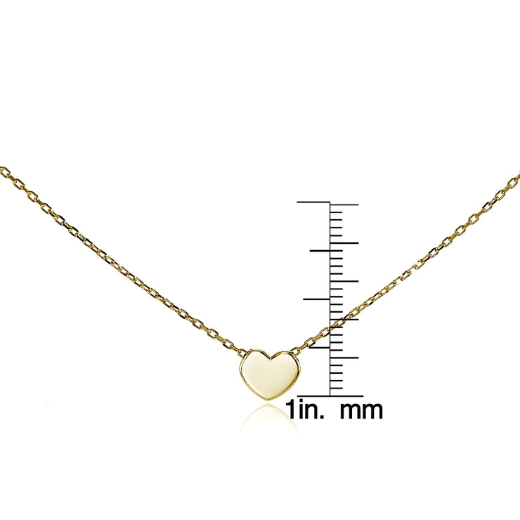 Yellow Gold Flashed Sterling Silver Polished Heart Choker Necklace