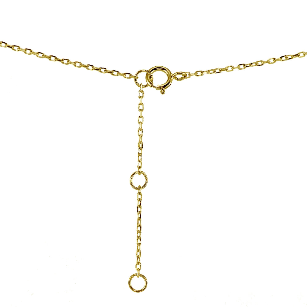 Yellow Gold Flashed Sterling Silver Cubic Zirconia Solitaire Choker Necklace-2