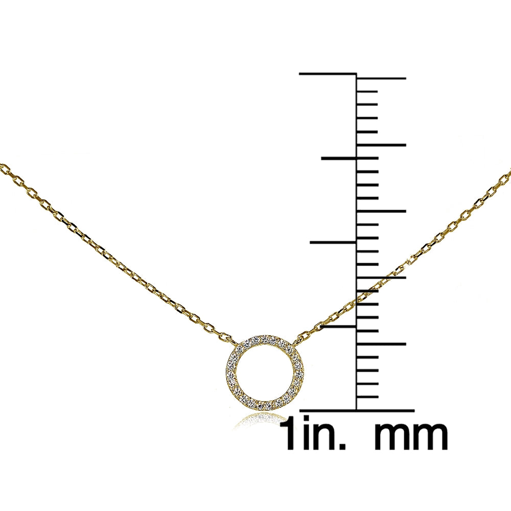 Yellow Gold Flashed Sterling Silver Cubic Zirconia Circle Choker Necklace-3