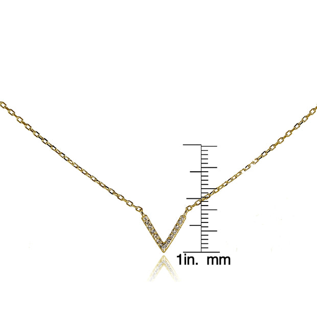 Yellow Gold Flashed Sterling Silver Cubic Zirconia "V" Choker Necklace
