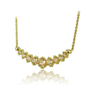 Yellow Gold Flashed Sterling Silver Champagne Cubic Zirconia Graduated Necklace