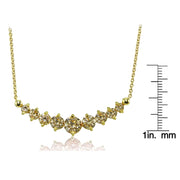 Yellow Gold Flashed Sterling Silver Champagne Cubic Zirconia Graduated Necklace