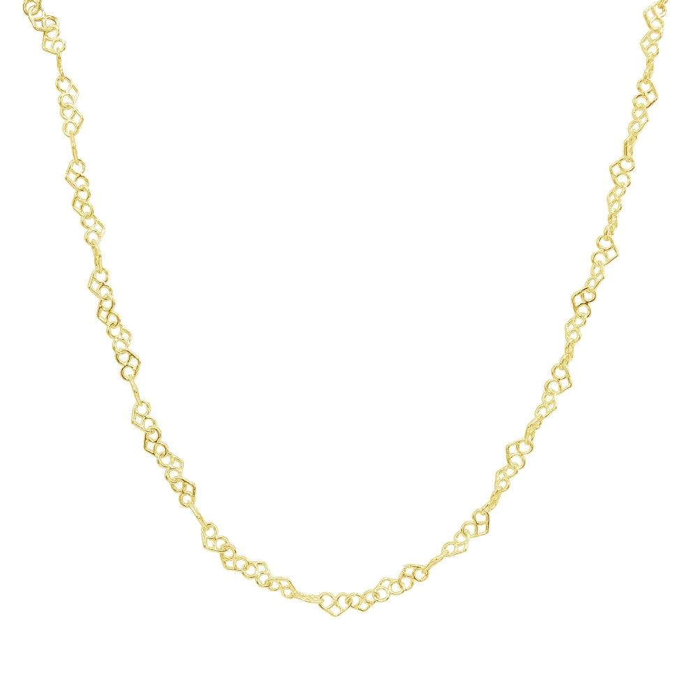 Yellow Gold Flashed Sterling Silver 3.5mm Intertwining Hearts Link Chain Necklace, 30 Inches