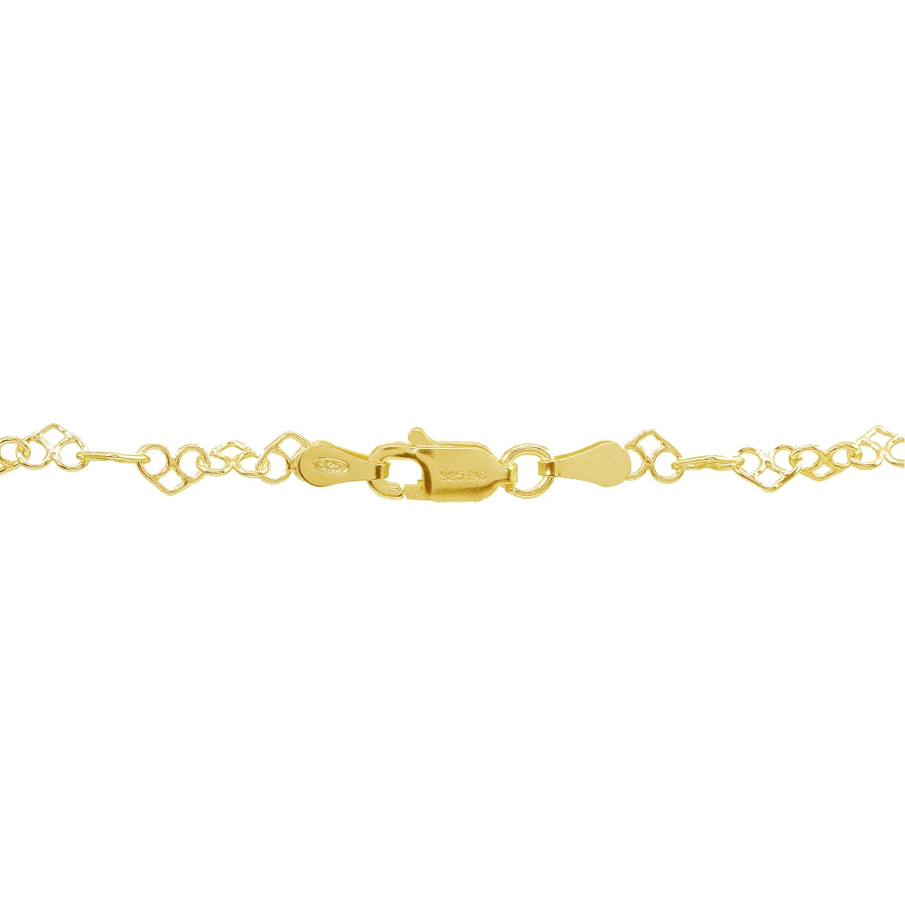 Yellow Gold Flashed Sterling Silver 3.5mm Intertwining Hearts Link Chain Necklace, 30 Inches-2