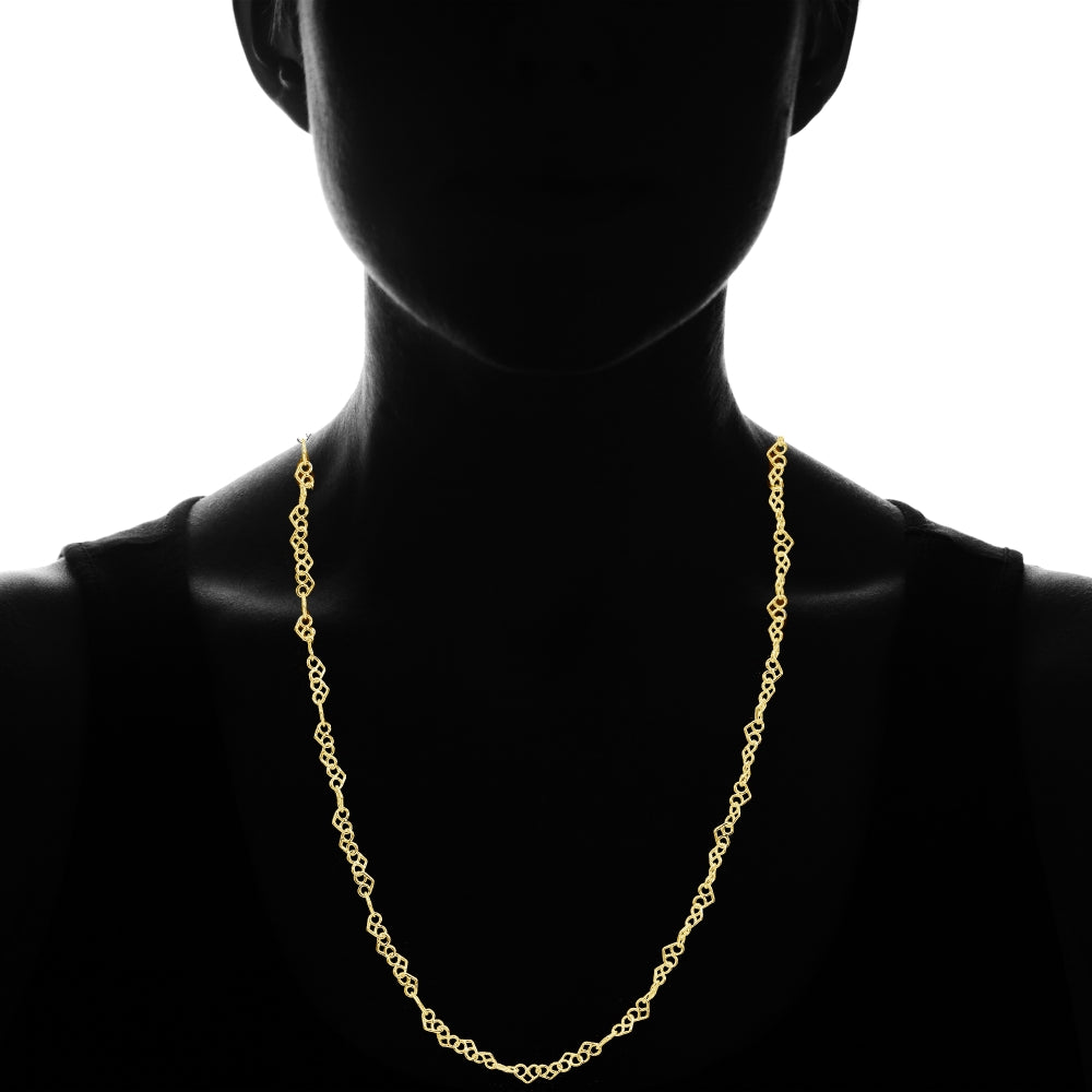 Yellow Gold Flashed Sterling Silver 3.5mm Intertwining Hearts Link Chain Necklace, 30 Inches-3