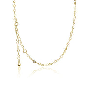 Yellow Gold Flashed Sterling Silver Heart Link Chain Choker Necklace