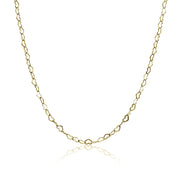Yellow Gold Flashed Sterling Silver Heart Link Chain Necklace, 16 Inches