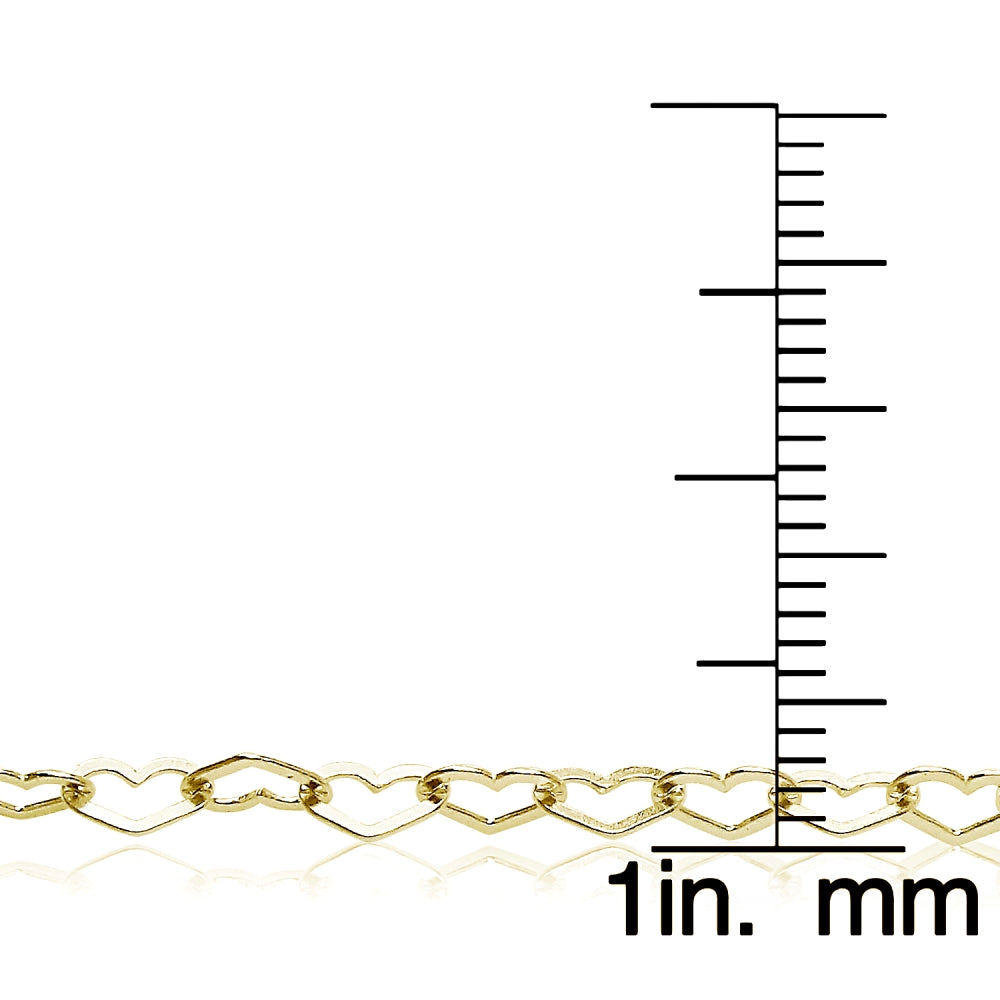 Yellow Gold Flashed Sterling Silver Heart Link Chain Necklace, 16 Inches-4
