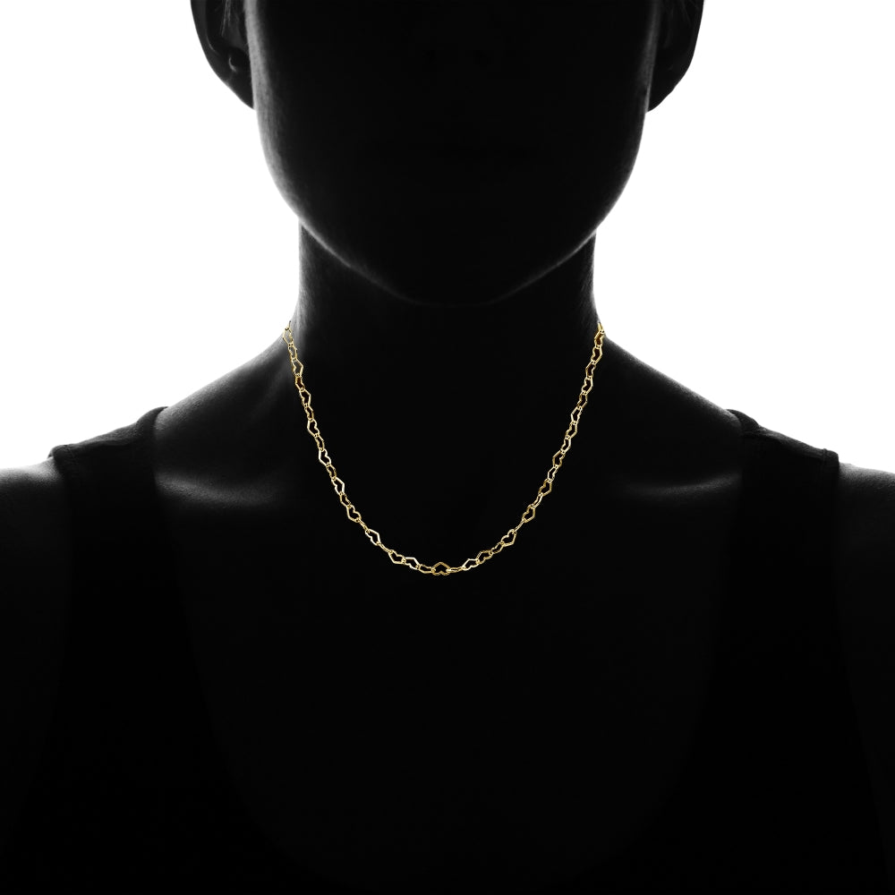 Yellow Gold Flashed Sterling Silver Heart Link Chain Necklace, 18 Inches-2