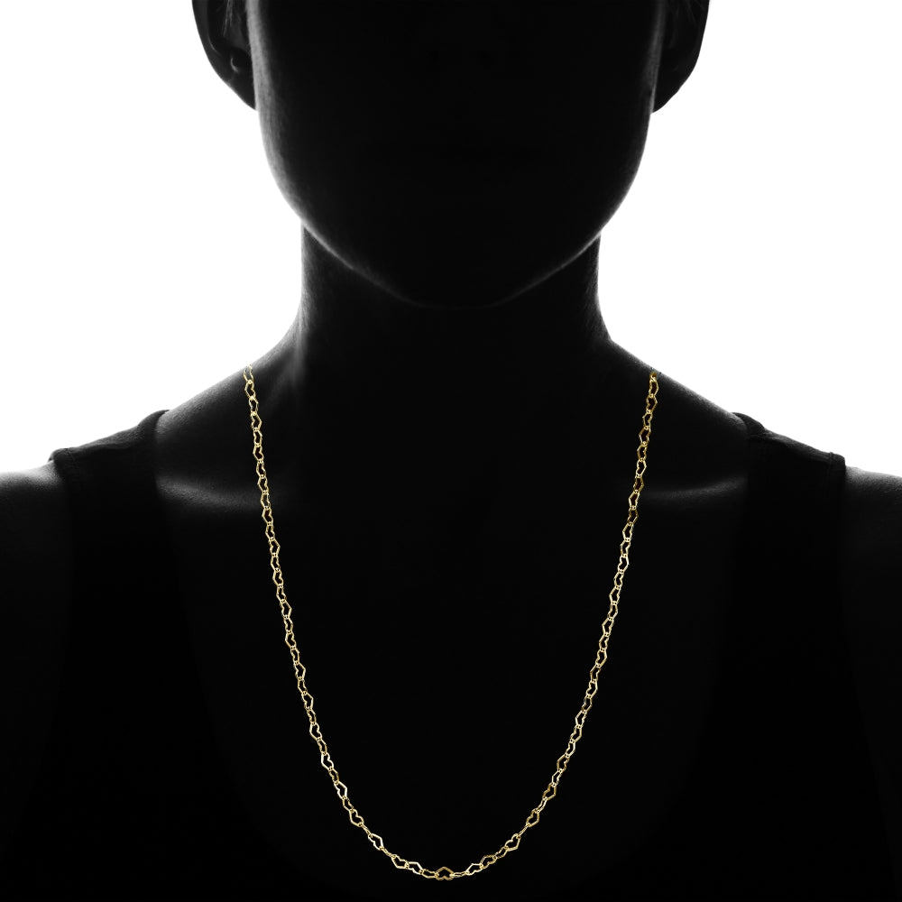 Yellow Gold Flashed Sterling Silver Heart Link Chain Necklace, 30 Inches-3