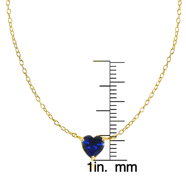 Yellow Gold Flashed Sterling Silver Small Dainty Created Blue Sapphire Choker Necklace