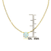Yellow Gold Flashed Sterling Silver Small Dainty Round Created White Opal Choker Necklace