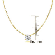 Yellow Gold Flashed Sterling Silver Small Dainty Round Cubic Zirconia Choker Necklace