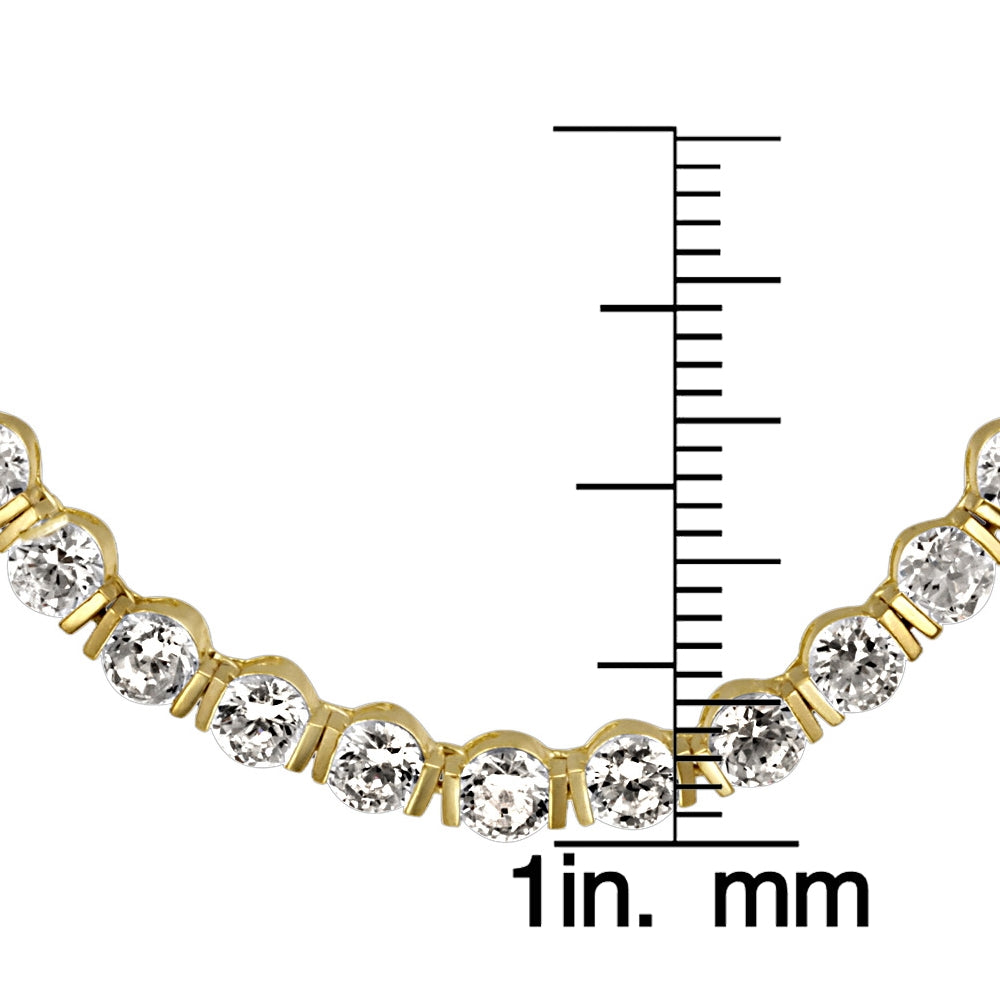 Yellow Gold Flashed Sterling Silver Cubic Zirconia Graduated Bar Tennis Necklace-3