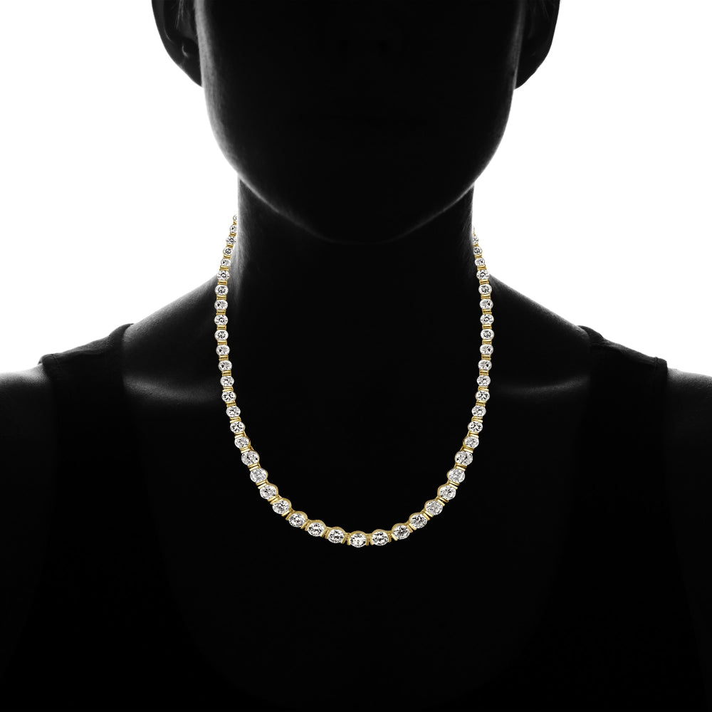 Yellow Gold Flashed Sterling Silver Cubic Zirconia Graduated Bar Tennis Necklace-4