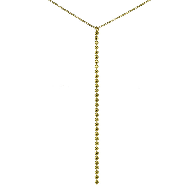 Yellow Gold Flashed Sterling Silver Italian Ball Beads Chain Lariat Drop Y Necklace