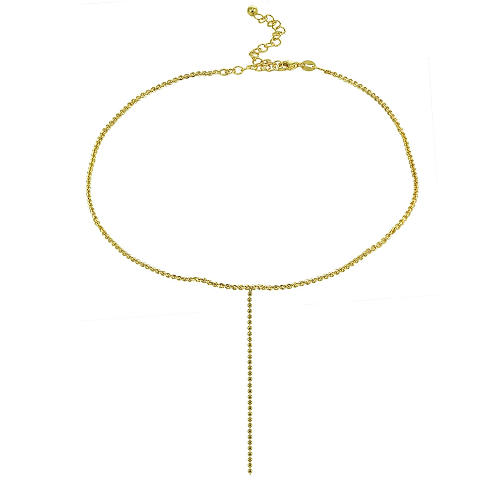 Yellow Gold Flashed Sterling Silver Italian Ball Beads Chain Lariat Drop Y Necklace-3
