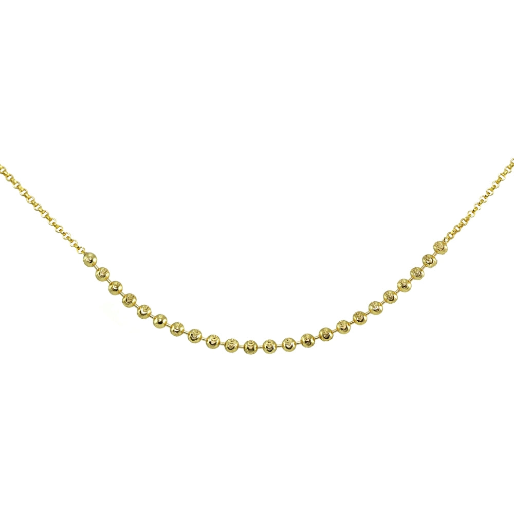 Yellow Gold Flashed Sterling Silver Faceted Beads Italian Chain Choker Necklace-3