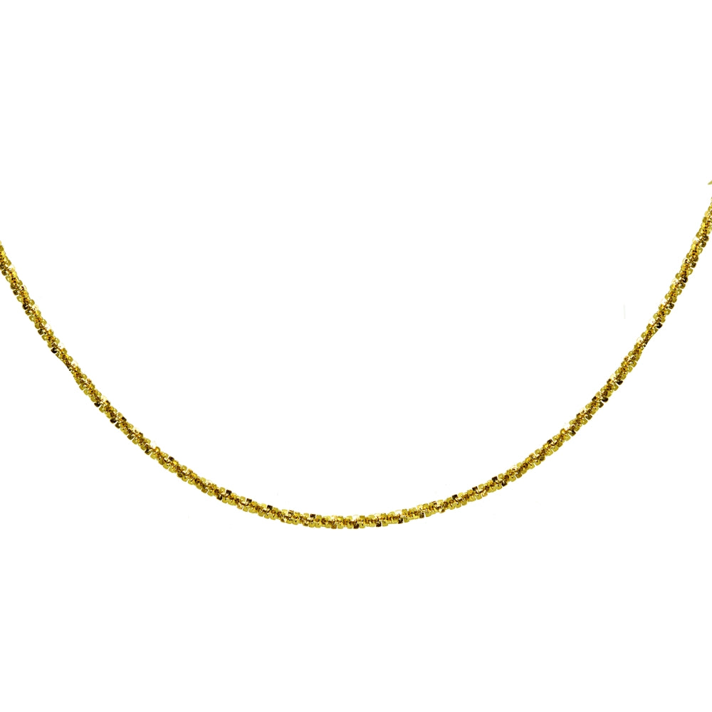 Yellow Gold Flashed Sterling Silver Mirror Twist Rope Italian Chain Dainty Choker Necklace-2