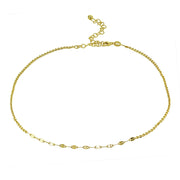 Yellow Gold Flashed Sterling Silver Cable with Fashion Link Italian Chain Choker Necklace