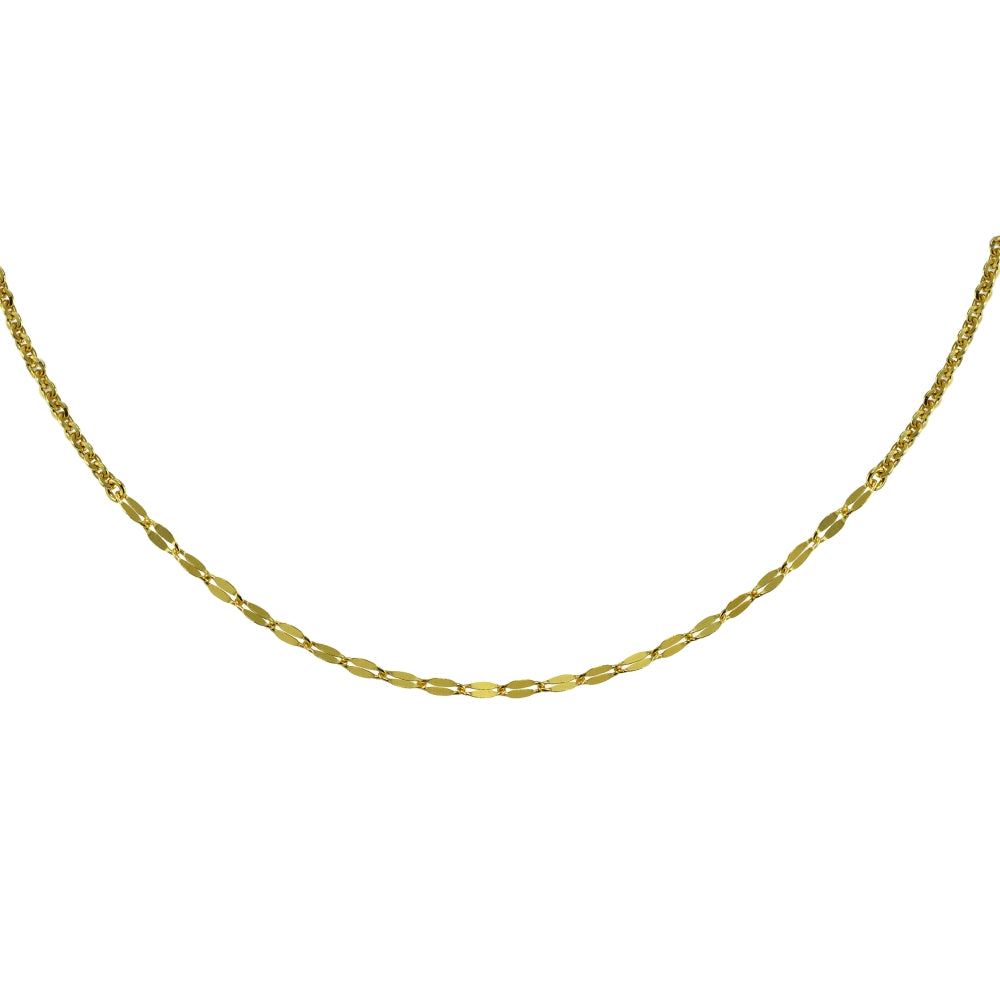 Yellow Gold Flashed Sterling Silver Cable with Fashion Link Italian Chain Choker Necklace-3