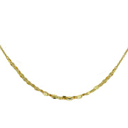 Yellow Gold Flashed Sterling Silver Cable with Fashion Link Italian Chain Triple Layered Choker Necklace