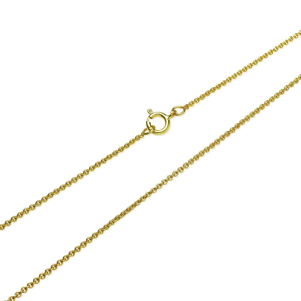 Yellow Gold Flashed Sterling Silver 0.7mm Thin Cable Chain Necklace, 30 Inches-2