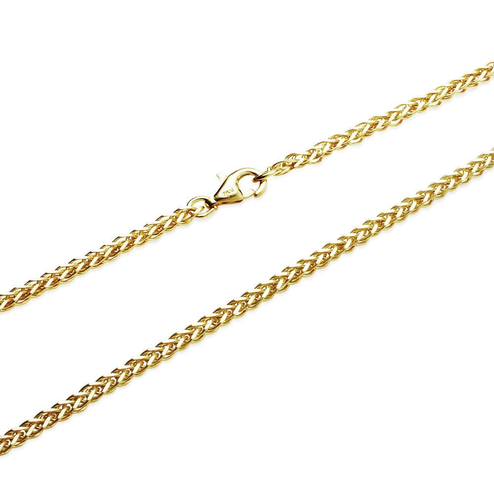 Yellow Gold Flashed Sterling Silver 1.5mm Spiga Chain Necklace, 16 Inches-2