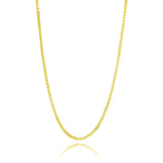 Yellow Gold Flashed Sterling Silver 1mm Box Chain Dainty Necklace, 20 Inches
