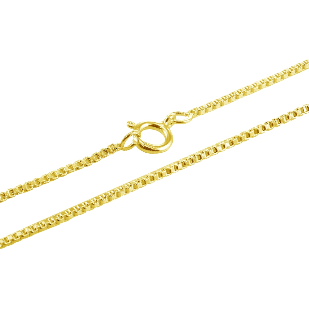 Yellow Gold Flashed Sterling Silver 1mm Box Chain Dainty Necklace, 24 Inches-2