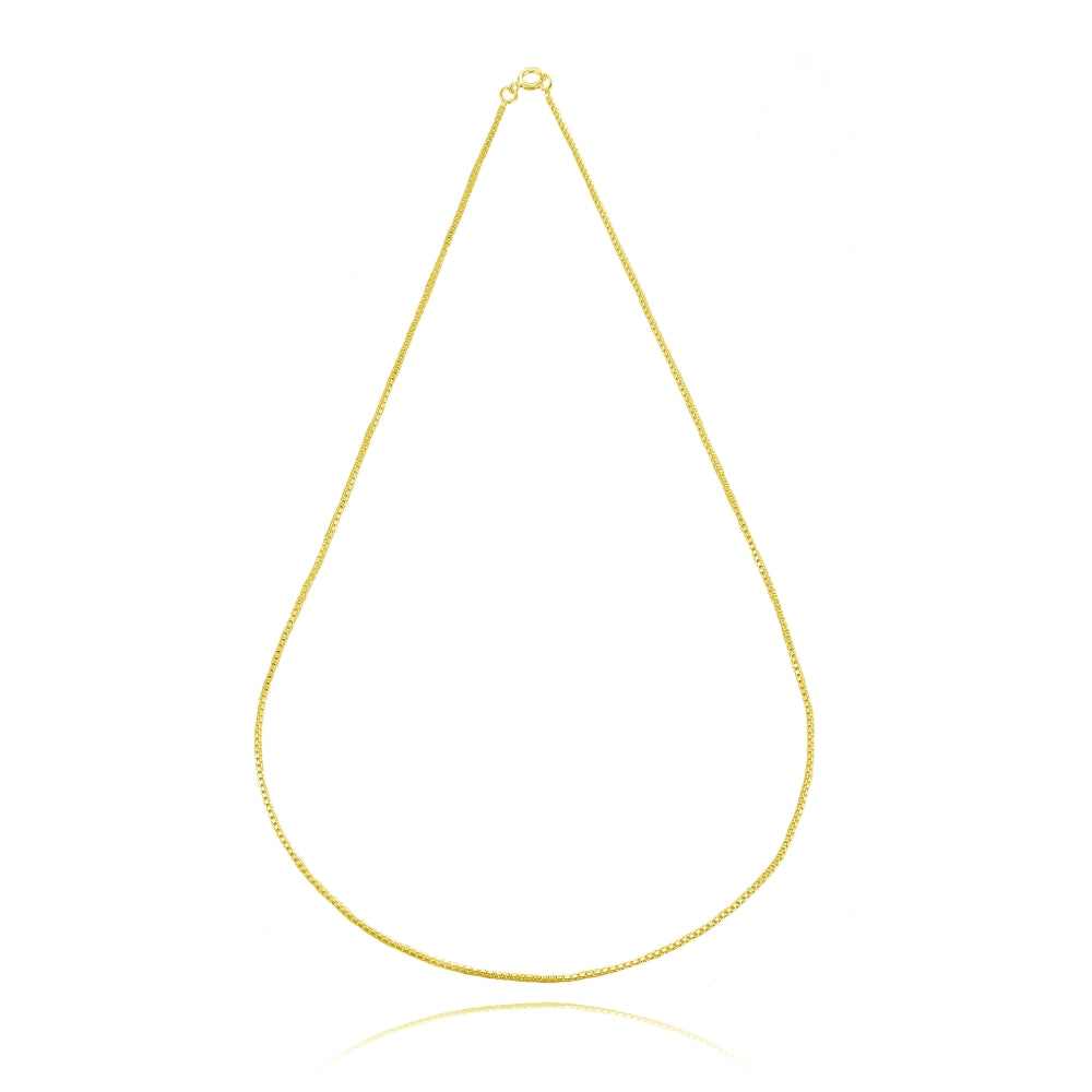 Yellow Gold Flashed Sterling Silver 1mm Box Chain Dainty Necklace, 24 Inches-3