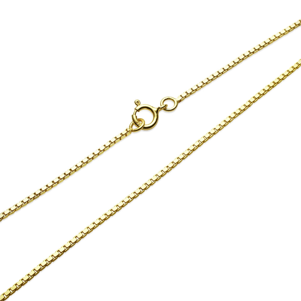 Yellow Gold Flashed Sterling Silver 1.3mm Box Chain Dainty Necklace, 30 Inches-2