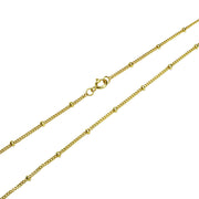 Yellow Gold Flashed Sterling Silver 2mm Bead Station Cable Chain Necklace, 18 Inches