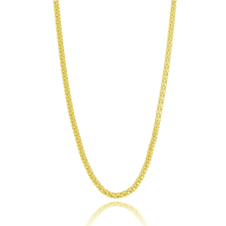 Yellow Gold Flashed Sterling Silver 1.5mm Popcorn Chain Necklace, 20 Inches