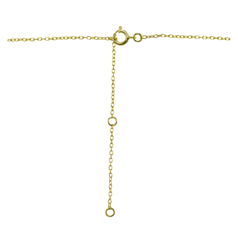 Yellow Gold Flashed Sterling Silver Cubic Zirconia 6mm Round Dainty Solitaire Necklace-2